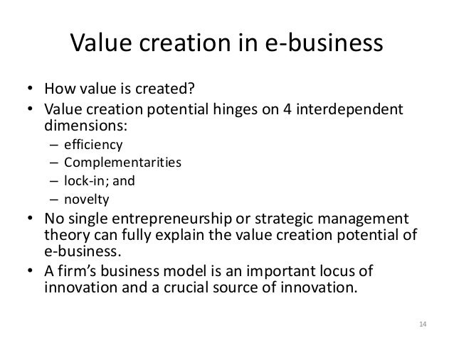 Value Creation from E-Business Models